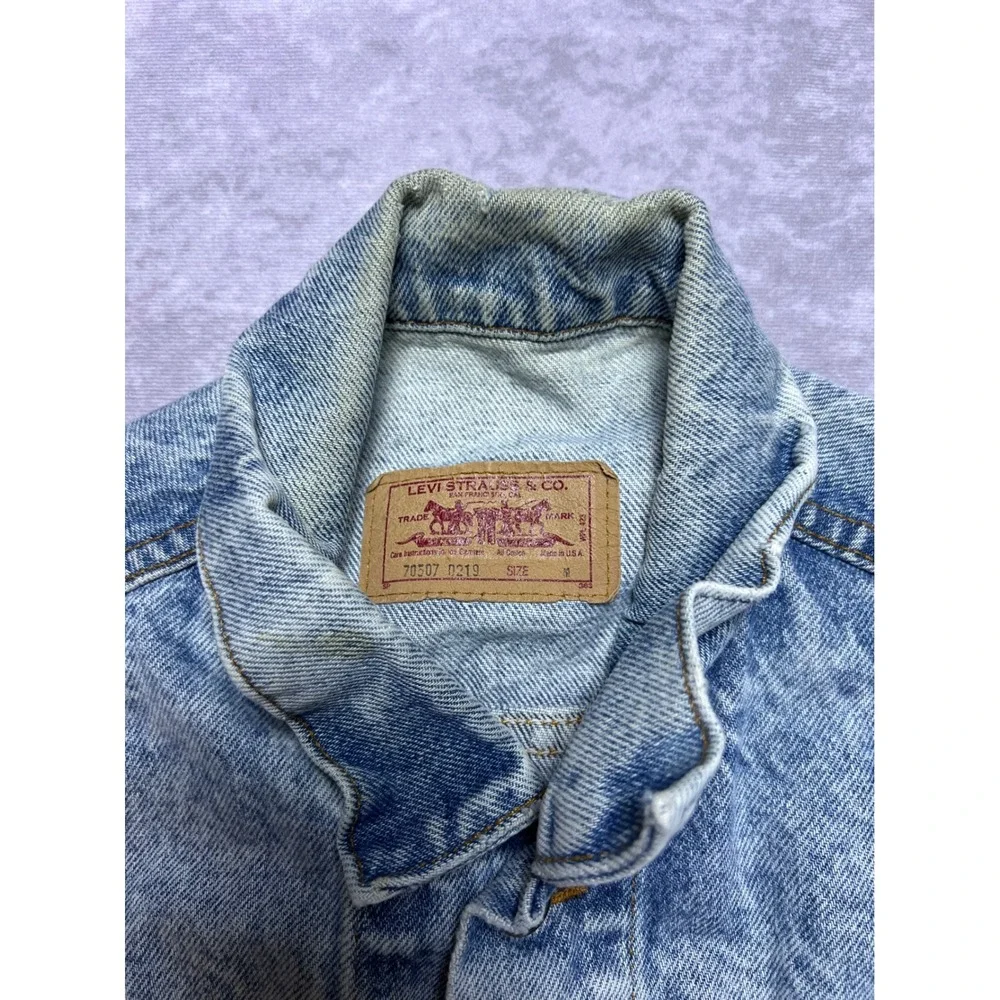 Levi's Denim Vest Mens M Blue Acid Wash Frayed Cut Off Trucker 70507-0219 USA